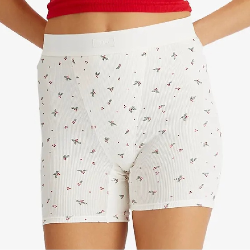 Skims Cotton Rib Boxer- Limited Edition Mistletoe Christmas Edition
